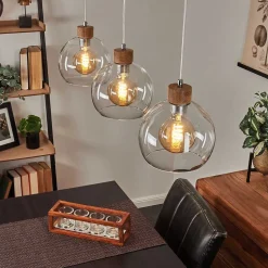 Suspension Andeer Chrome, Ecru, 3 Lumieres