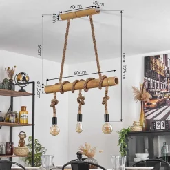 Suspension Asmara Brun, Ecru, 3 Lumieres