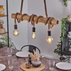 Suspension Asmara Brun, Ecru, 3 Lumieres