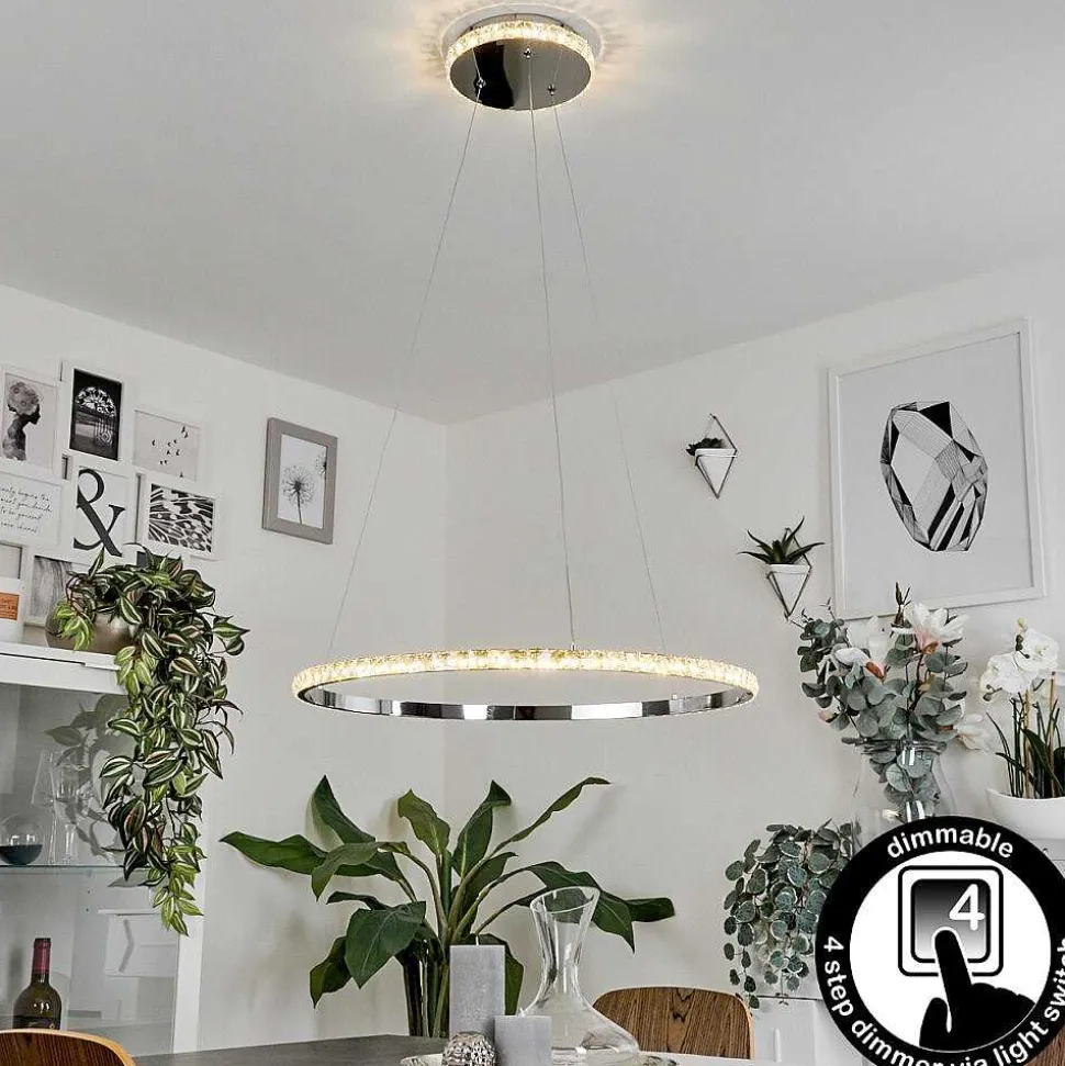 Suspension Avelar Led Chrome, Transparent, 1 Lumiere