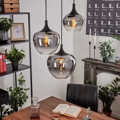 Suspension Azurara Noir, 3 Lumieres