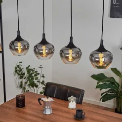 Suspension Azurara Noir, 4 Lumieres