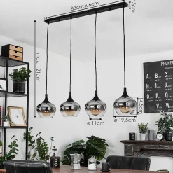 Suspension Azurara Noir, 4 Lumieres