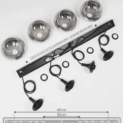 Suspension Azurara Noir, 4 Lumieres