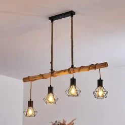 Suspension Bardhaman Brun, Noir, 4 Lumieres