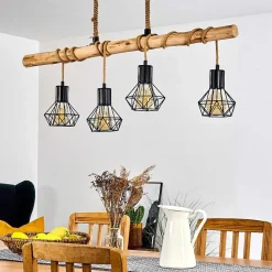 Suspension Bardhaman Brun, Noir, 4 Lumieres