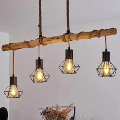 Suspension Bardhaman Brun, Noir, 4 Lumieres