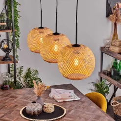 Suspension Bauro Ecru, 3 Lumieres