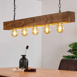 Suspension Berat Brun, Noir, 5 Lumieres