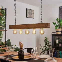 Suspension Berat Brun, Noir, 5 Lumieres