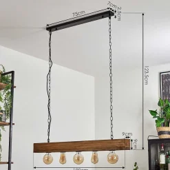 Suspension Berat Brun, Noir, 5 Lumieres