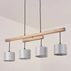 Suspension Bigandie Ecru, Noir, 4 Lumieres