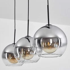 Suspension Boules 25 Cm Koyoto Clair, Fume, 3 Lumieres