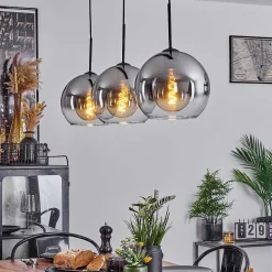Suspension Boules 25 Cm Koyoto Clair, Fume, 3 Lumieres