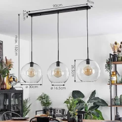 Suspension Boules 30 Cm Koyoto Clair, 3 Lumieres