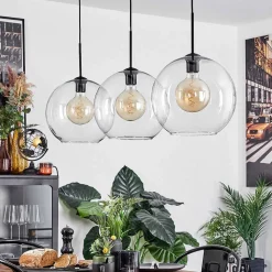 Suspension Boules 30 Cm Koyoto Clair, 3 Lumieres
