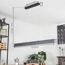 Suspension Brun Led Anthracite, 2 Lumieres, Telecommandes