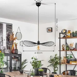 Suspension Cacor Noir, 1 Lumiere