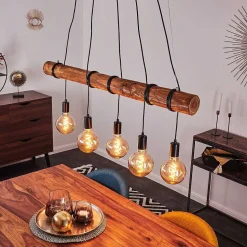 Suspension Canedo Brun, Noir, 5 Lumieres