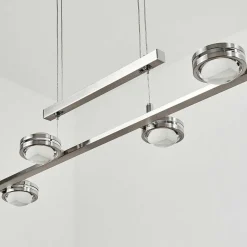 Suspension Fernandaires Led Nickel Mat, 12 Lumieres