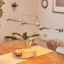 Suspension Fernandaires Led Nickel Mat, 12 Lumieres