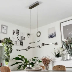 Suspension Fernandaires Led Nickel Mat, 12 Lumieres