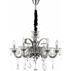 Suspension Globo Dunja Chrome, Transparent, 6 Lumieres