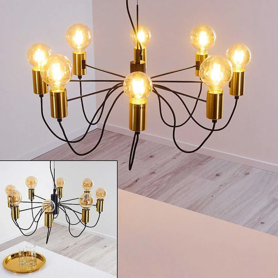 Suspension Gnarp Noir Dore, 8 Lumieres