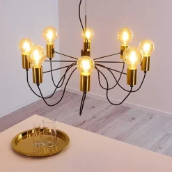 Suspension Gnarp Noir Dore, 8 Lumieres