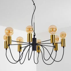 Suspension Gnarp Noir Dore, 8 Lumieres