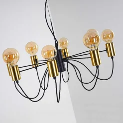 Suspension Gnarp Noir Dore, 8 Lumieres