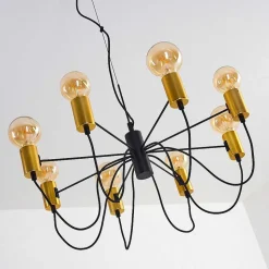 Suspension Gnarp Noir Dore, 8 Lumieres