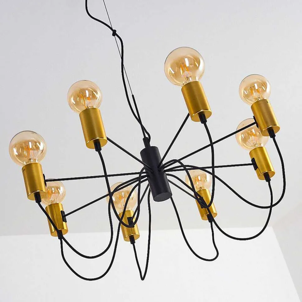 Suspension Gnarp Noir Dore, 8 Lumieres