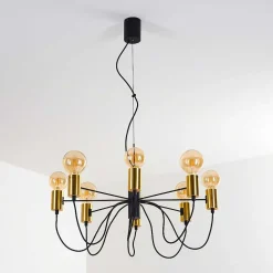 Suspension Gnarp Noir Dore, 8 Lumieres