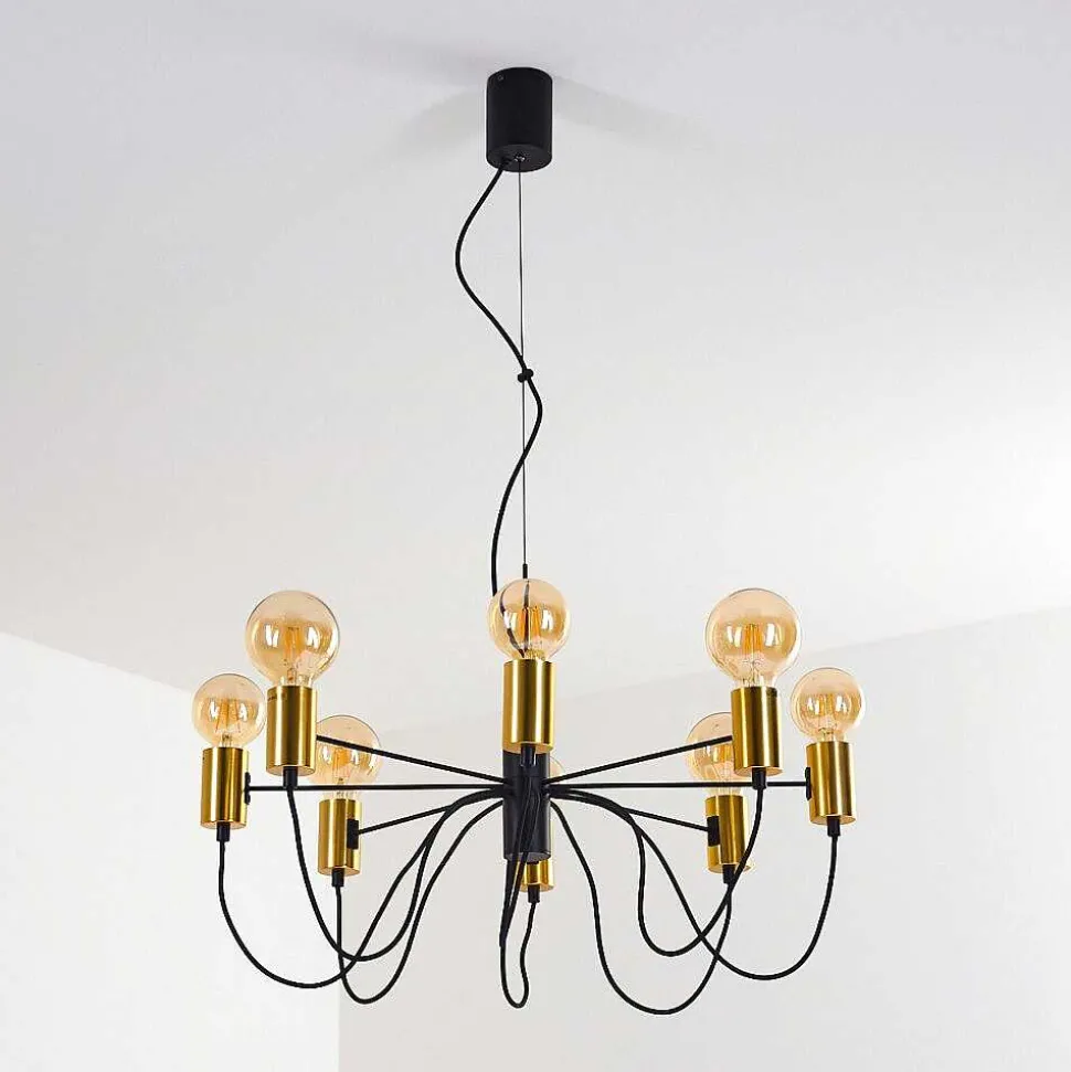 Suspension Gnarp Noir Dore, 8 Lumieres