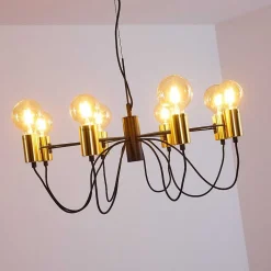 Suspension Gnarp Noir Dore, 8 Lumieres