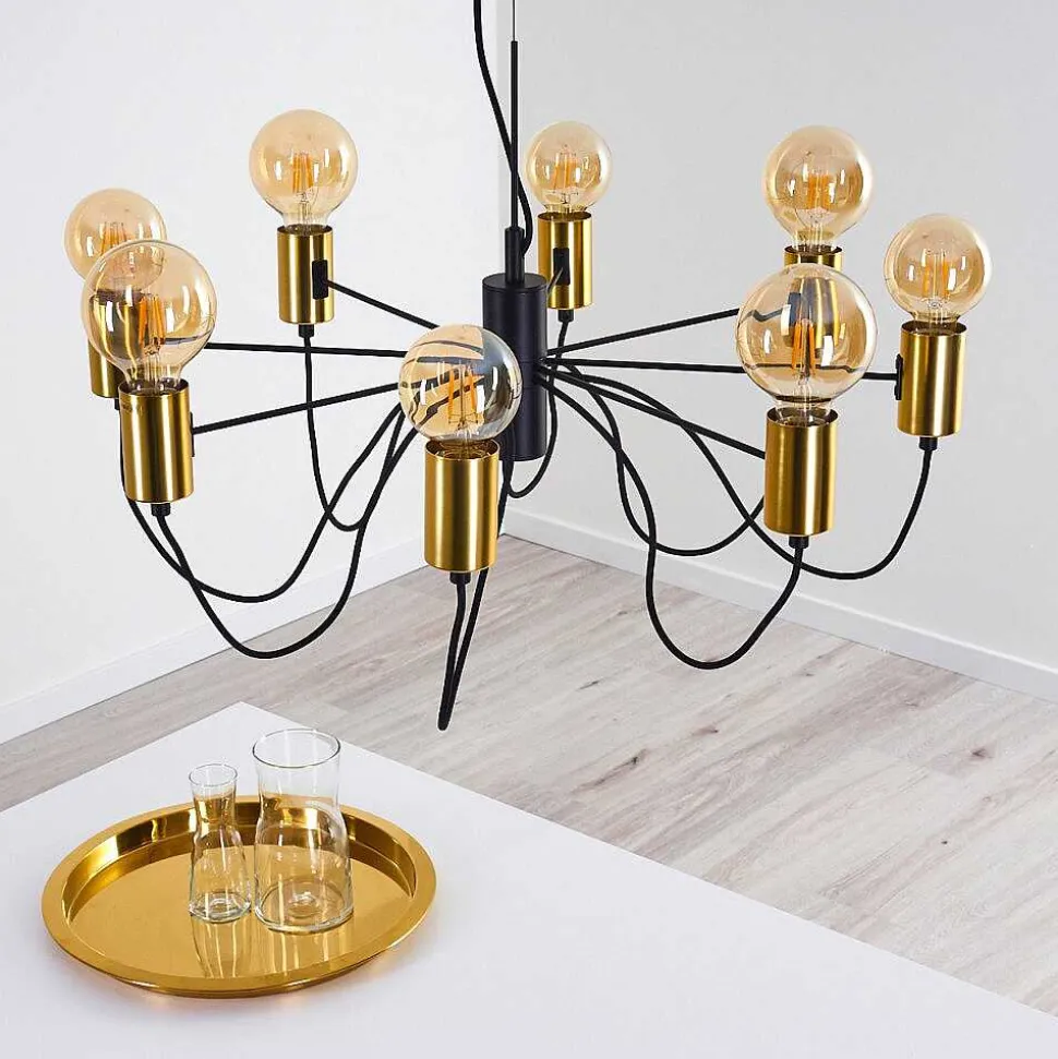 Suspension Gnarp Noir Dore, 8 Lumieres