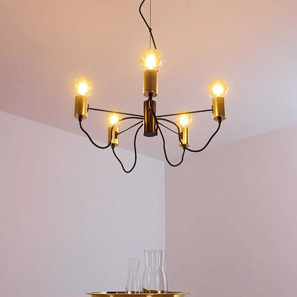 Suspension Gnarp Noir Dore, 5 Lumieres