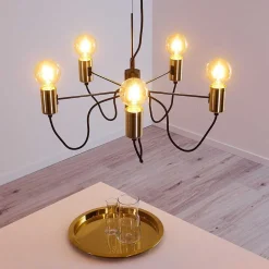 Suspension Gnarp Noir Dore, 5 Lumieres