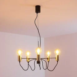 Suspension Gnarp Noir Dore, 5 Lumieres