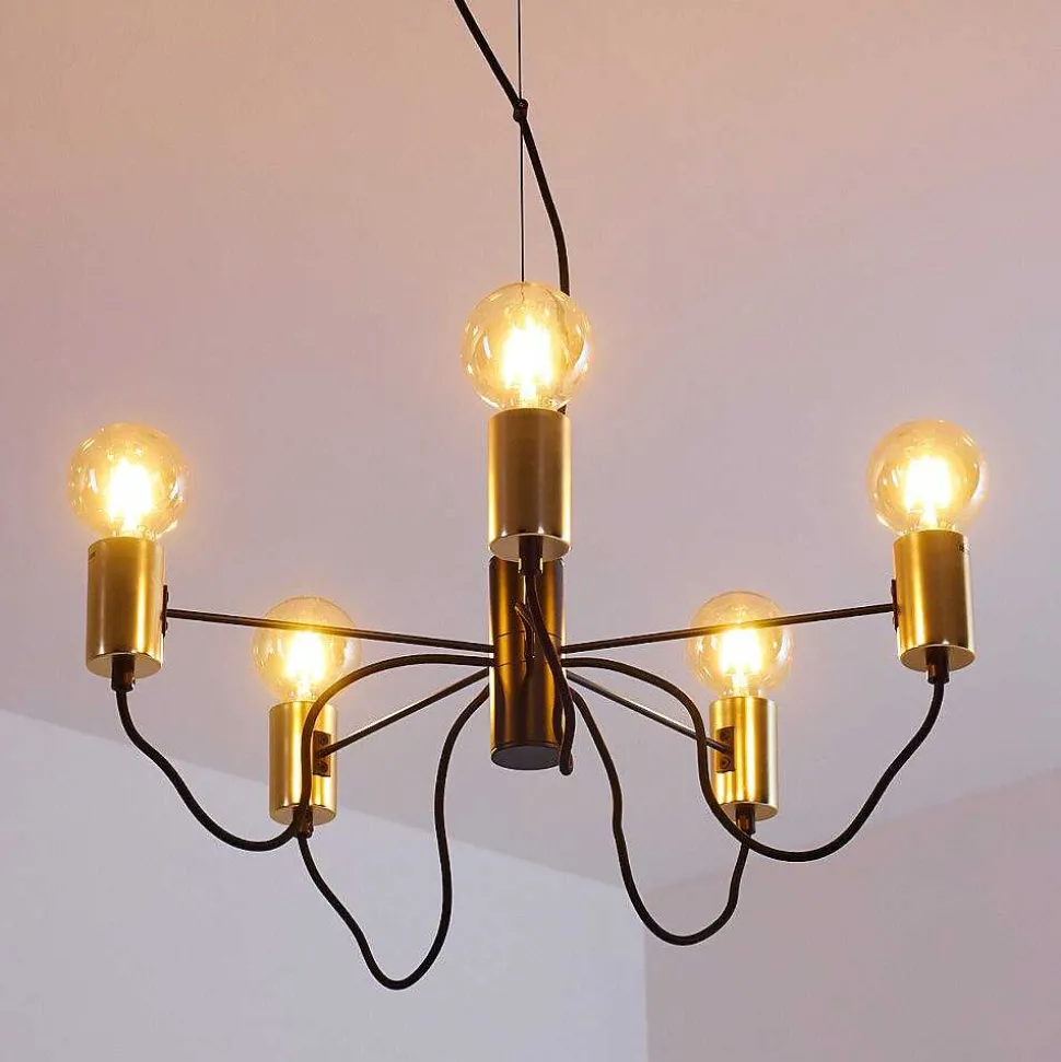 Suspension Gnarp Noir Dore, 5 Lumieres