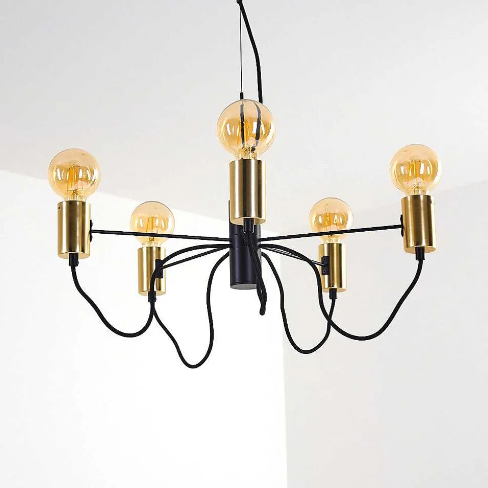 Suspension Gnarp Noir Dore, 5 Lumieres