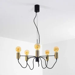 Suspension Gnarp Noir Dore, 5 Lumieres