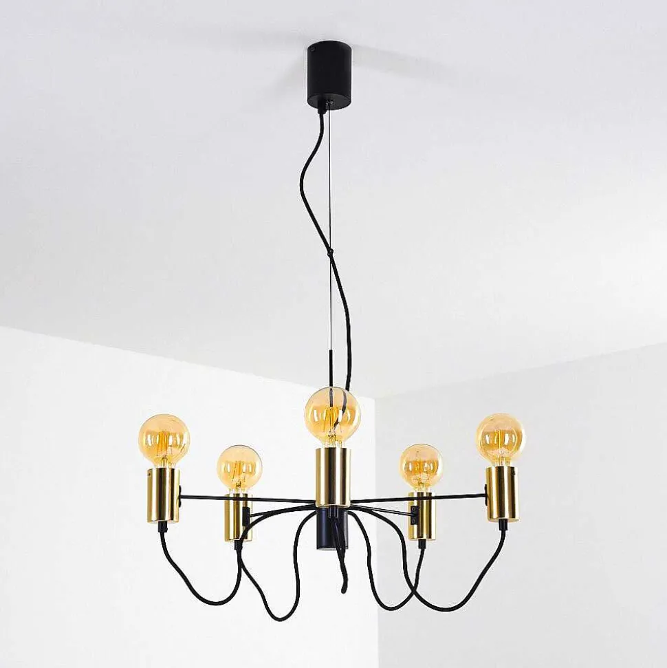 Suspension Gnarp Noir Dore, 5 Lumieres
