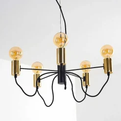 Suspension Gnarp Noir Dore, 5 Lumieres