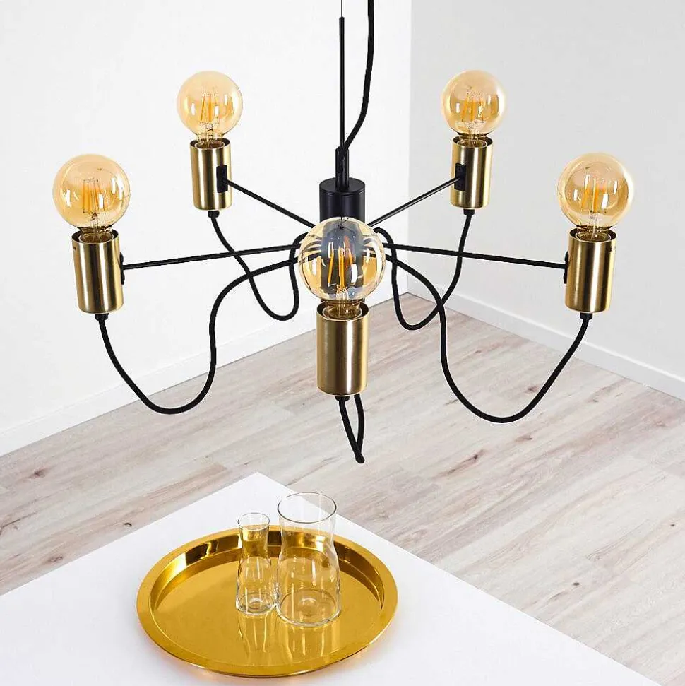 Suspension Gnarp Noir Dore, 5 Lumieres