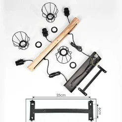 Suspension Gondo Brun, Noir, 3 Lumieres