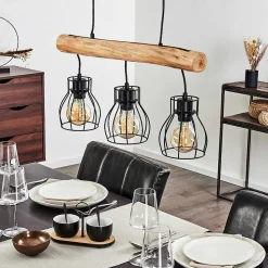 Suspension Gondo Brun, Noir, 3 Lumieres