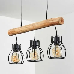 Suspension Gondo Brun, Noir, 3 Lumieres