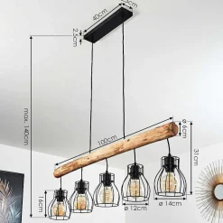 Suspension Gondo Brun, Noir, 5 Lumieres
